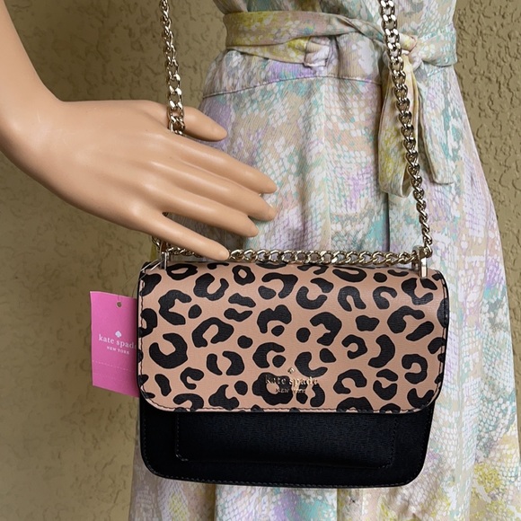 Kate Spade NY remi graphic leopard print pattern flap chain crossbody - Picture 15 of 16